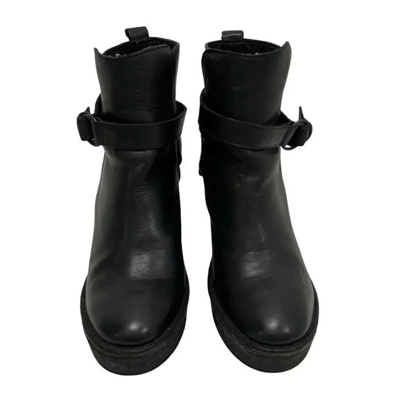 Pierre Hardy Leather Platform Wedge Boots Size 36 Black Ankle Booties Chunky 6US - Picture 3 of 9